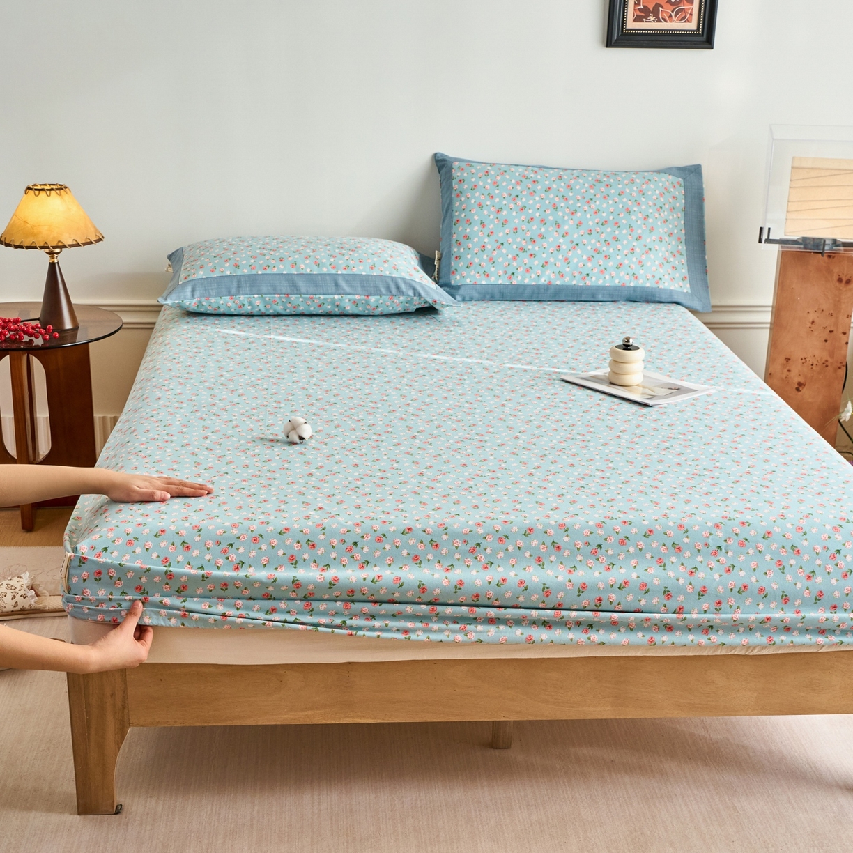 91家纺网 家纺一手货源 找家纺 （总）春皖家纺 2026新款全棉老粗布席子凉席工艺款单床笠床笠单件