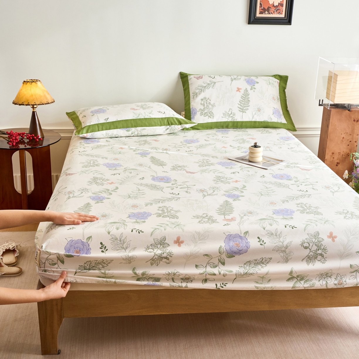 91家纺网 家纺一手货源 找家纺 （总）春皖家纺 2026新款全棉老粗布席子凉席工艺款单床笠床笠单件