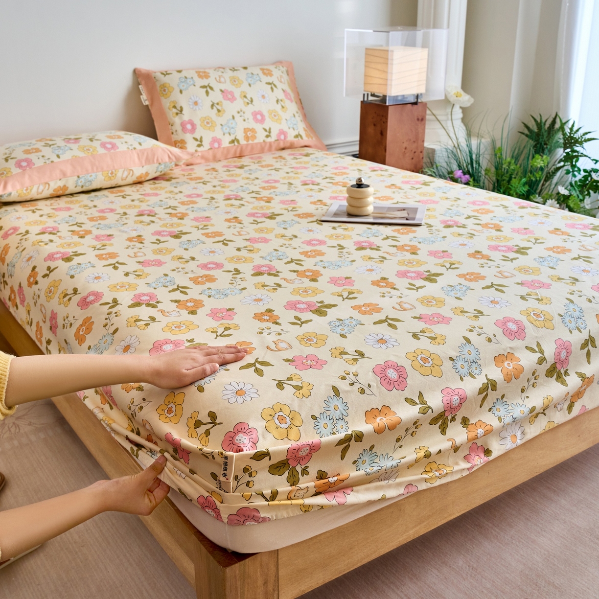 91家纺网 家纺一手货源 找家纺 春皖家纺 2026新款全棉老粗布席子凉席工艺款单床笠床笠单件 繁华