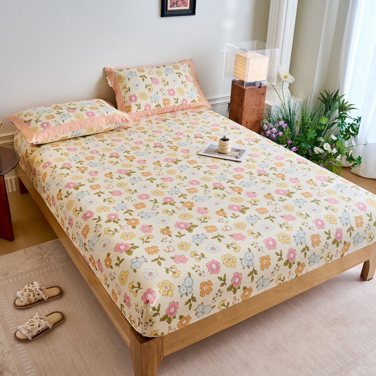 91家纺网 家纺一手货源 找家纺 春皖家纺 2026新款全棉老粗布席子凉席工艺款单床笠床笠单件 繁华