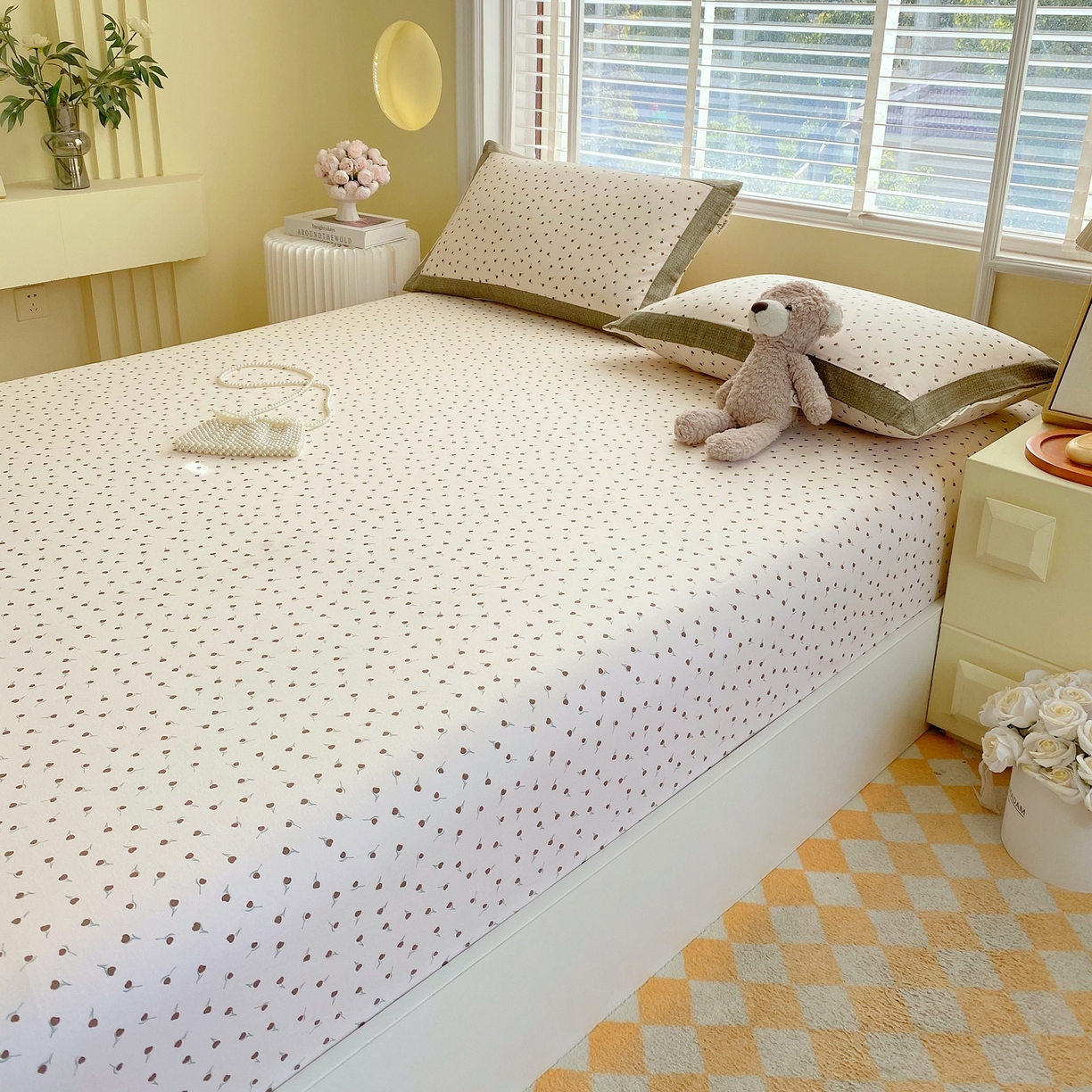 91家纺网 家纺一手货源 找家纺 春皖家纺 2026新款全棉老粗布席子凉席工艺款单床笠床笠单件 风信咖