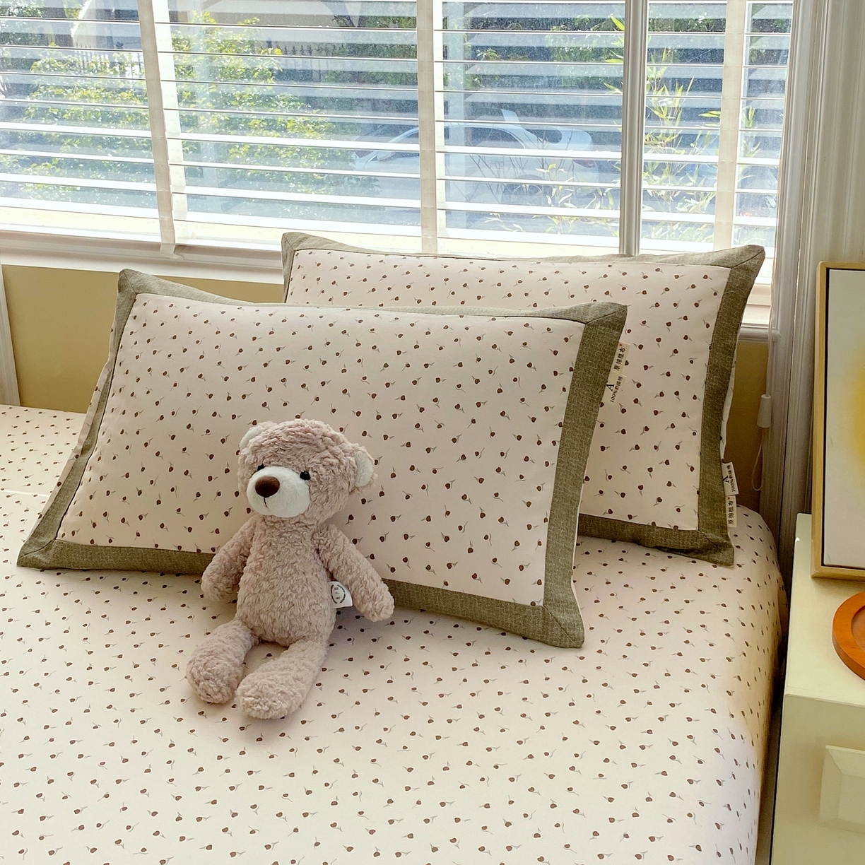 91家纺网 家纺一手货源 找家纺 春皖家纺 2026新款全棉老粗布席子凉席工艺款单床笠床笠单件 风信咖