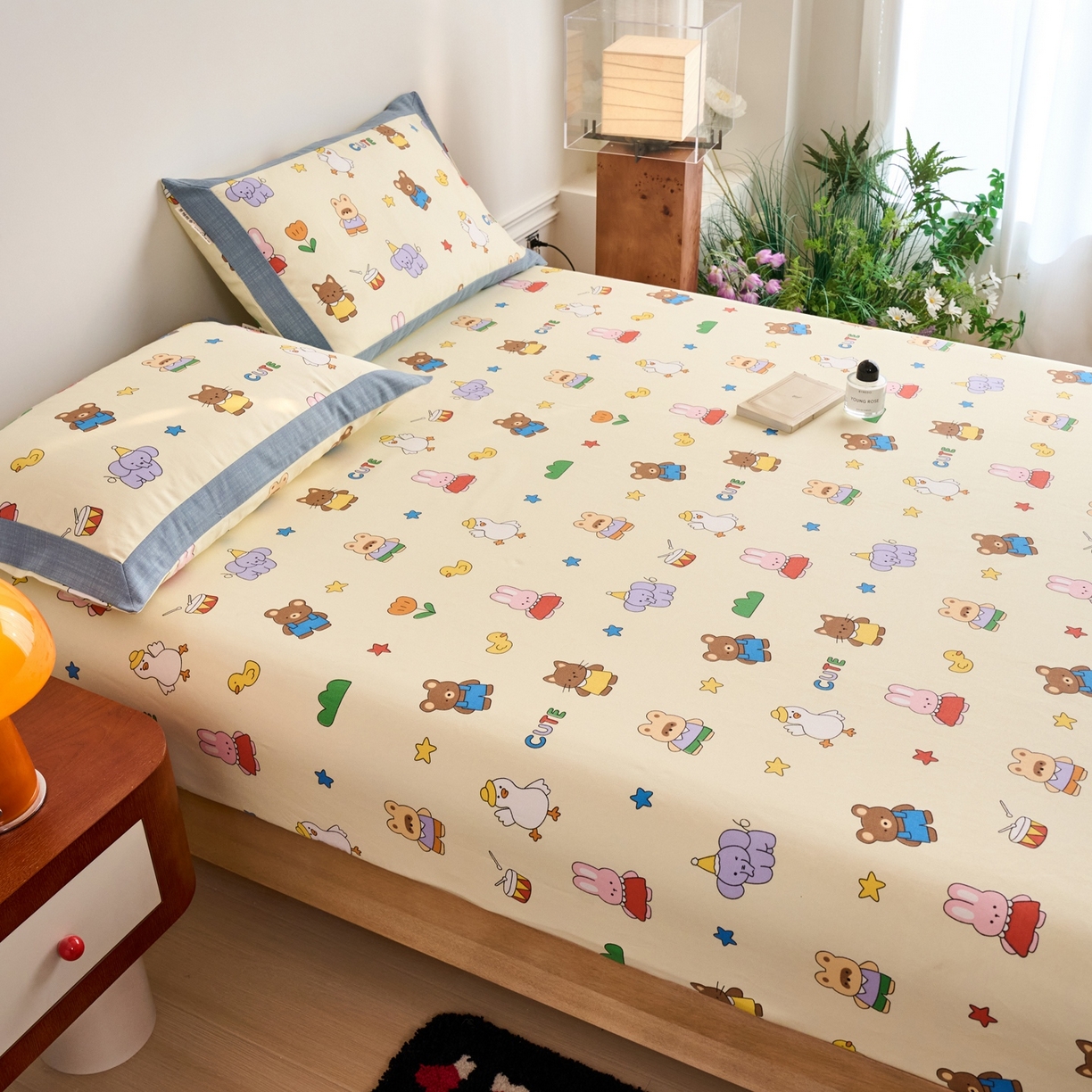 91家纺网 家纺一手货源 找家纺 春皖家纺 2026新款全棉老粗布席子凉席工艺款单床笠床笠单件 快乐园