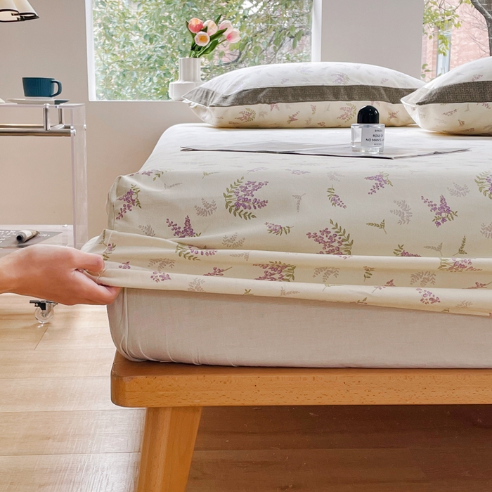 91家纺网 家纺一手货源 找家纺 春皖家纺 2026新款全棉老粗布席子凉席工艺款单床笠床笠单件 浪漫紫