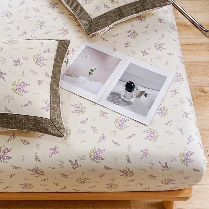 91家纺网 家纺一手货源 找家纺 春皖家纺 2026新款全棉老粗布席子凉席工艺款单床笠床笠单件 浪漫紫