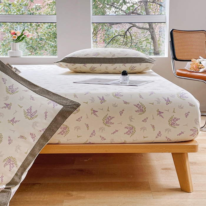 91家纺网 家纺一手货源 找家纺 春皖家纺 2026新款全棉老粗布席子凉席工艺款单床笠床笠单件 浪漫紫