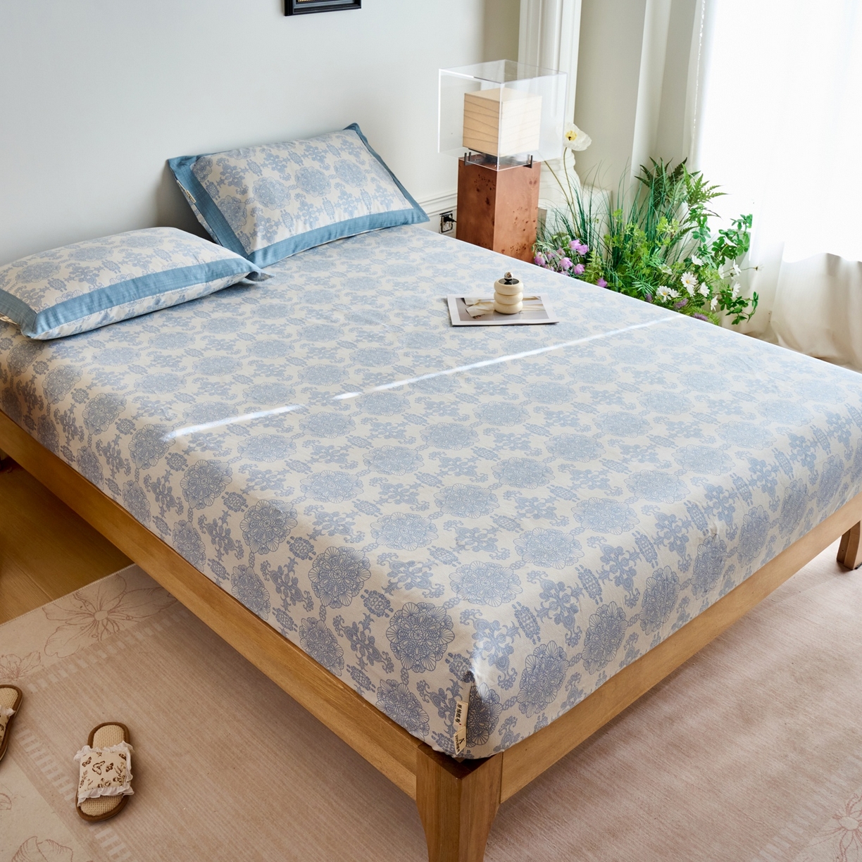 91家纺网 家纺一手货源 找家纺 春皖家纺 2026新款全棉老粗布席子凉席工艺款单床笠床笠单件 卢卡