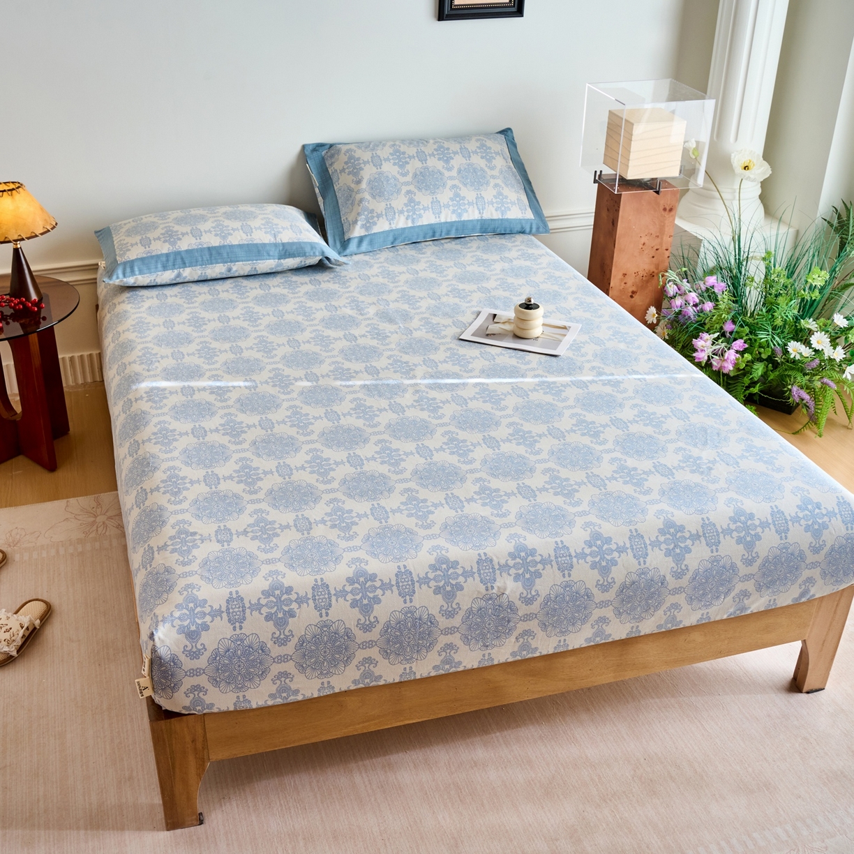 91家纺网 家纺一手货源 找家纺 春皖家纺 2026新款全棉老粗布席子凉席工艺款单床笠床笠单件 卢卡