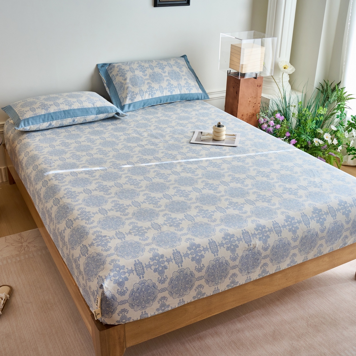 91家纺网 家纺一手货源 找家纺 春皖家纺 2026新款全棉老粗布席子凉席工艺款单床笠床笠单件 卢卡