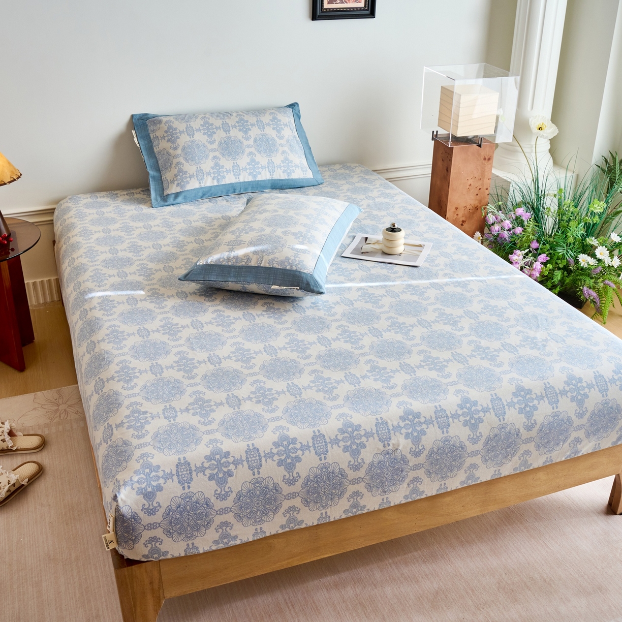 91家纺网 家纺一手货源 找家纺 春皖家纺 2026新款全棉老粗布席子凉席工艺款单床笠床笠单件 卢卡