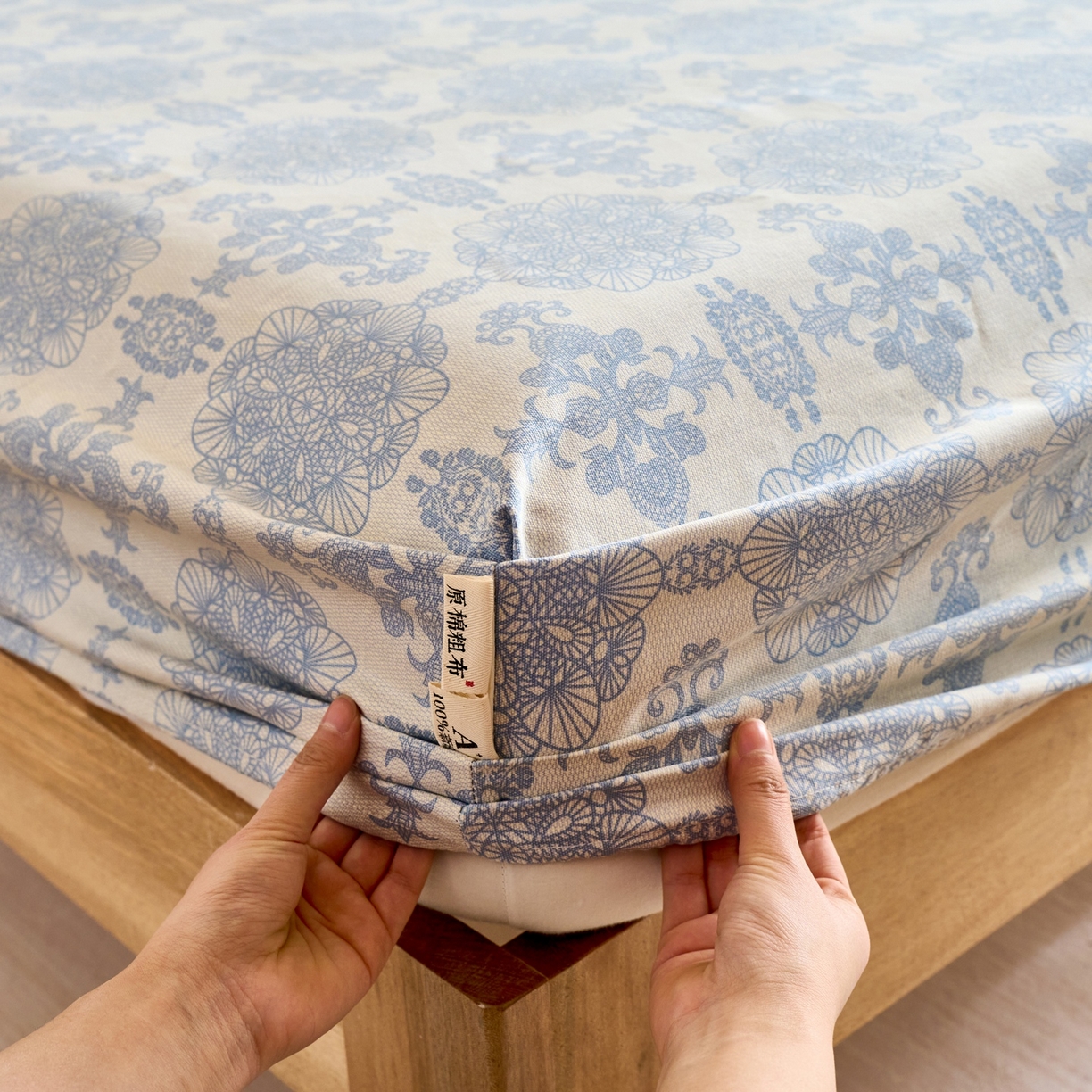 91家纺网 家纺一手货源 找家纺 春皖家纺 2026新款全棉老粗布席子凉席工艺款单床笠床笠单件 卢卡