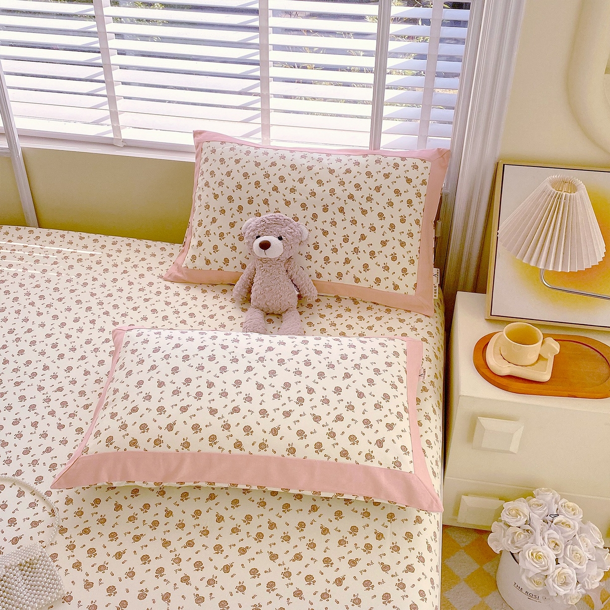 91家纺网 家纺一手货源 找家纺 春皖家纺 2026新款全棉老粗布席子凉席工艺款单床笠床笠单件 玫瑰情