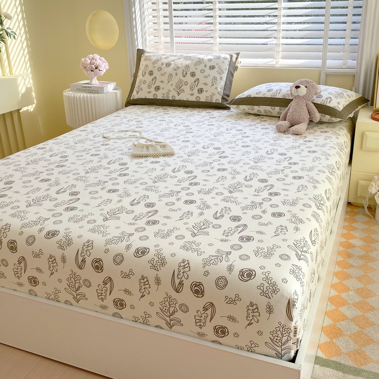 91家纺网 家纺一手货源 找家纺 春皖家纺 2026新款全棉老粗布席子凉席工艺款单床笠床笠单件 浅韵-白