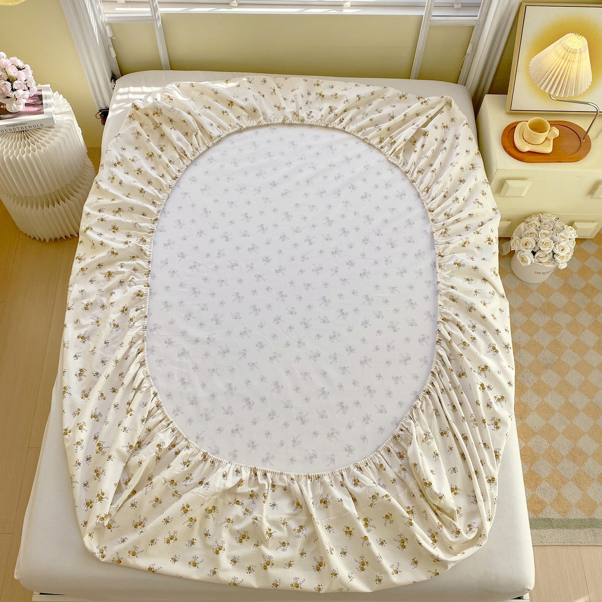 91家纺网 家纺一手货源 找家纺 春皖家纺 2026新款全棉老粗布席子凉席工艺款单床笠床笠单件 倩影米