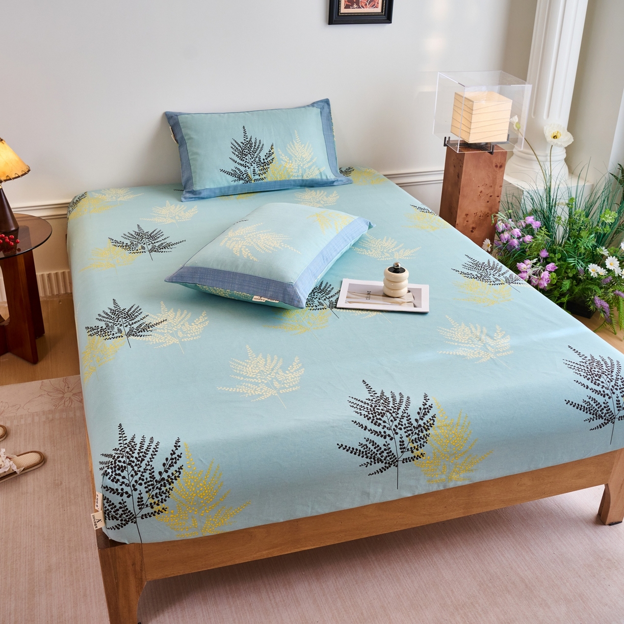 91家纺网 家纺一手货源 找家纺 春皖家纺 2026新款全棉老粗布席子凉席工艺款单床笠床笠单件 轻舞