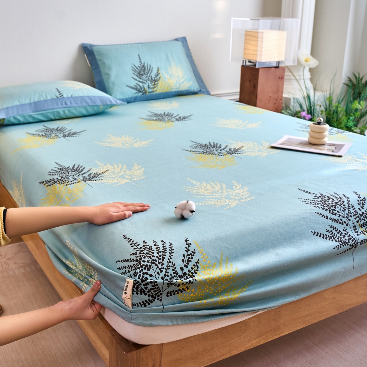 91家纺网 家纺一手货源 找家纺 春皖家纺 2026新款全棉老粗布席子凉席工艺款单床笠床笠单件 轻舞