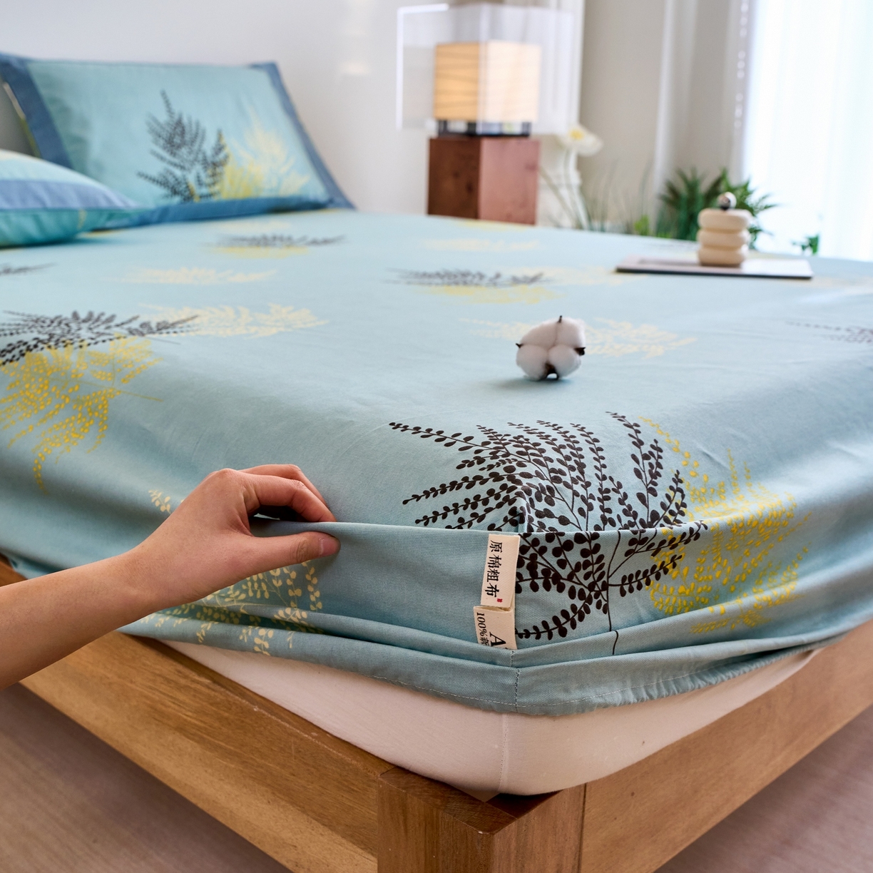 91家纺网 家纺一手货源 找家纺 春皖家纺 2026新款全棉老粗布席子凉席工艺款单床笠床笠单件 轻舞