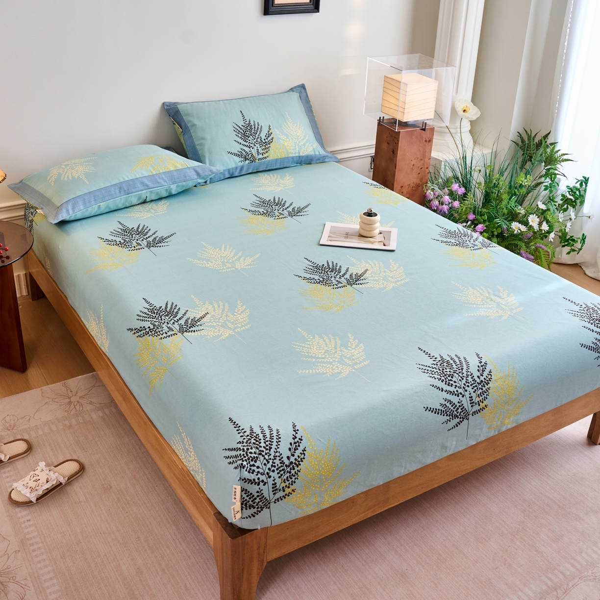 91家纺网 家纺一手货源 找家纺 春皖家纺 2026新款全棉老粗布席子凉席工艺款单床笠床笠单件 轻舞