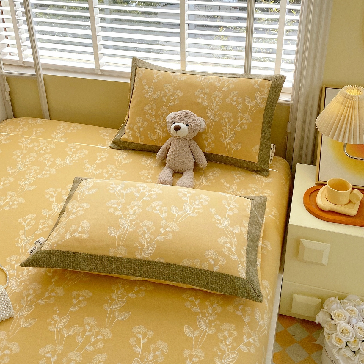 91家纺网 家纺一手货源 找家纺 春皖家纺 2026新款全棉老粗布席子凉席工艺款单床笠床笠单件 如梦黄