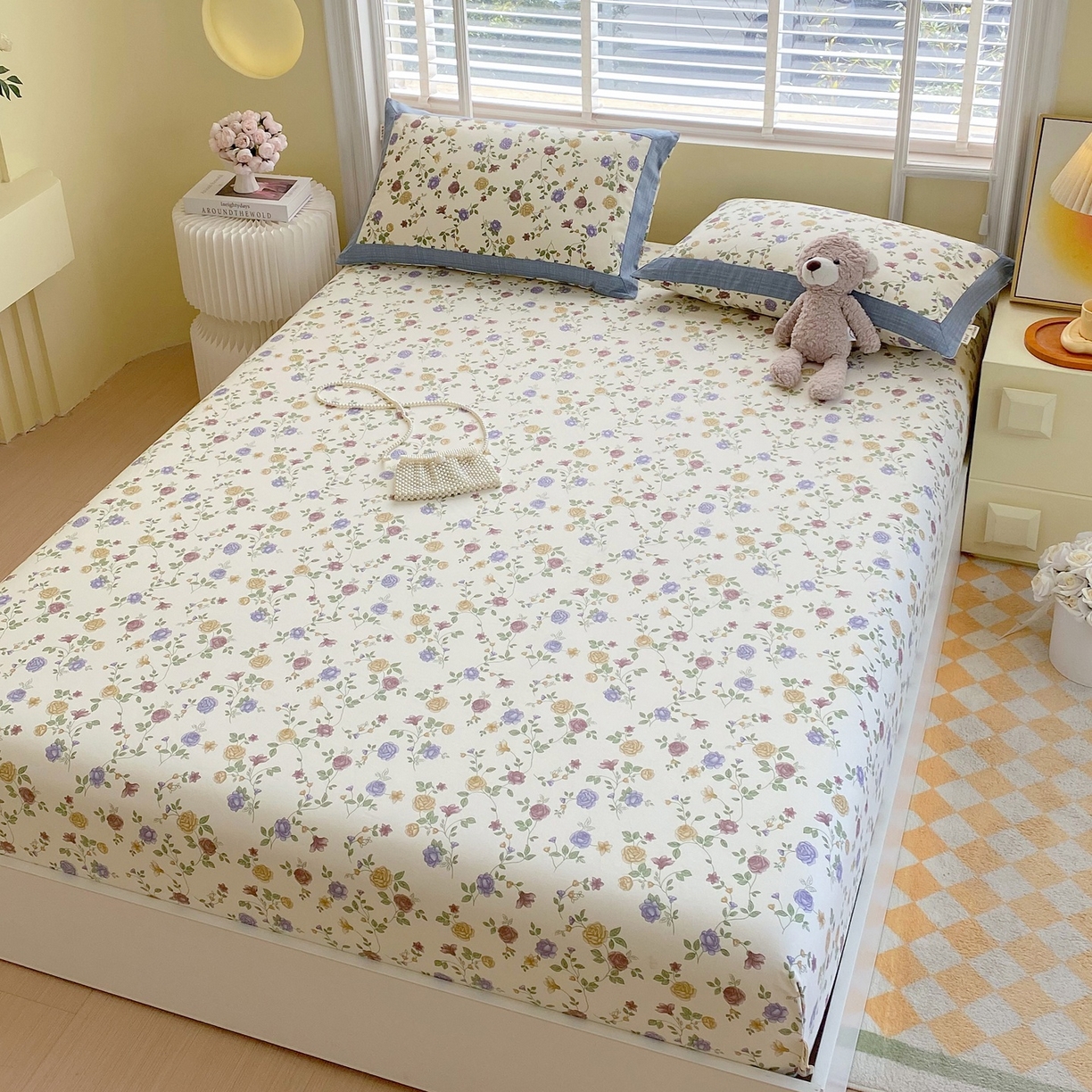 91家纺网 家纺一手货源 找家纺 春皖家纺 2026新款全棉老粗布席子凉席工艺款单床笠床笠单件 田园梦