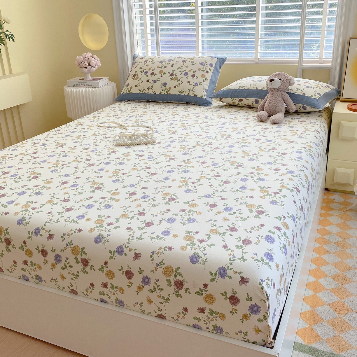 91家纺网 家纺一手货源 找家纺 春皖家纺 2026新款全棉老粗布席子凉席工艺款单床笠床笠单件 田园梦