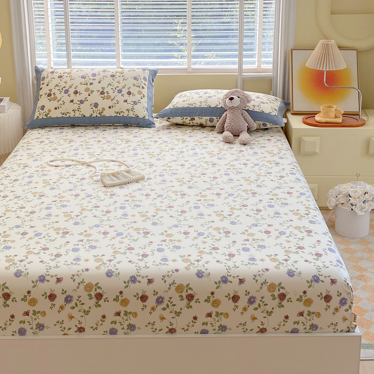 91家纺网 家纺一手货源 找家纺 春皖家纺 2026新款全棉老粗布席子凉席工艺款单床笠床笠单件 田园梦