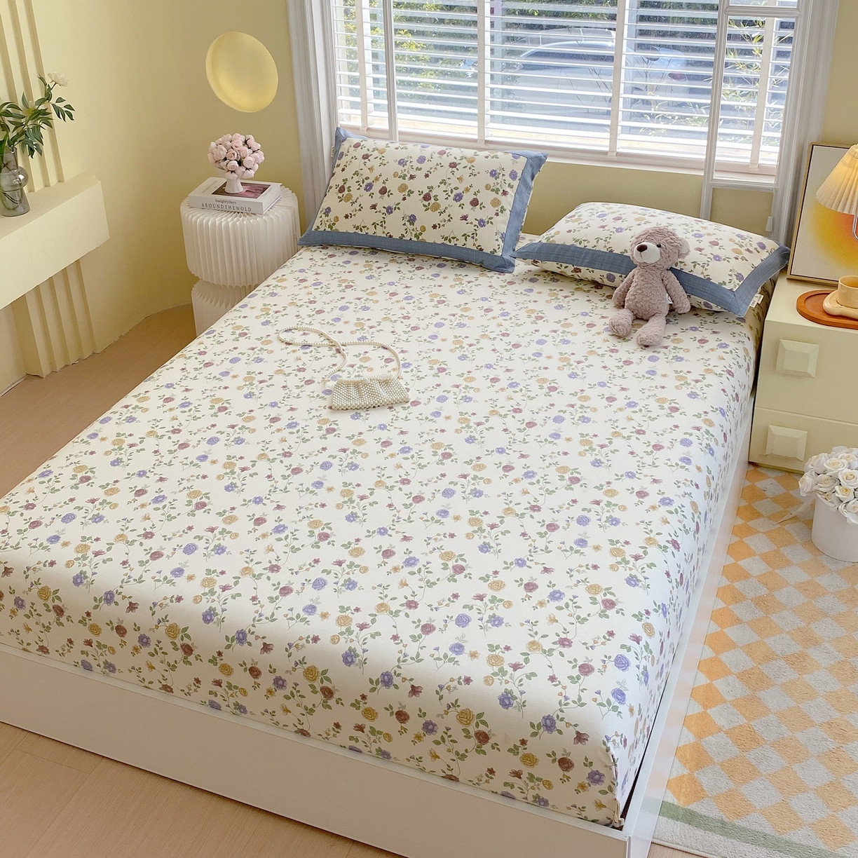 91家纺网 家纺一手货源 找家纺 春皖家纺 2026新款全棉老粗布席子凉席工艺款单床笠床笠单件 田园梦