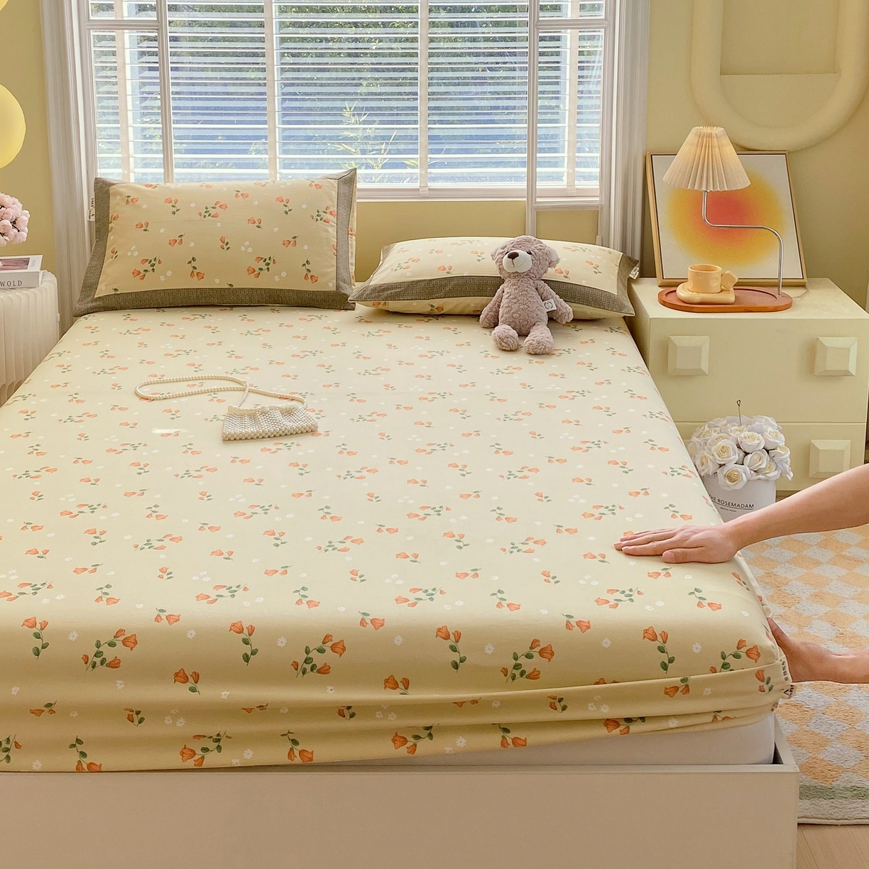 春皖家纺 2026新款全棉老粗布席子凉席工艺款单床笠床笠单件 夏日炽