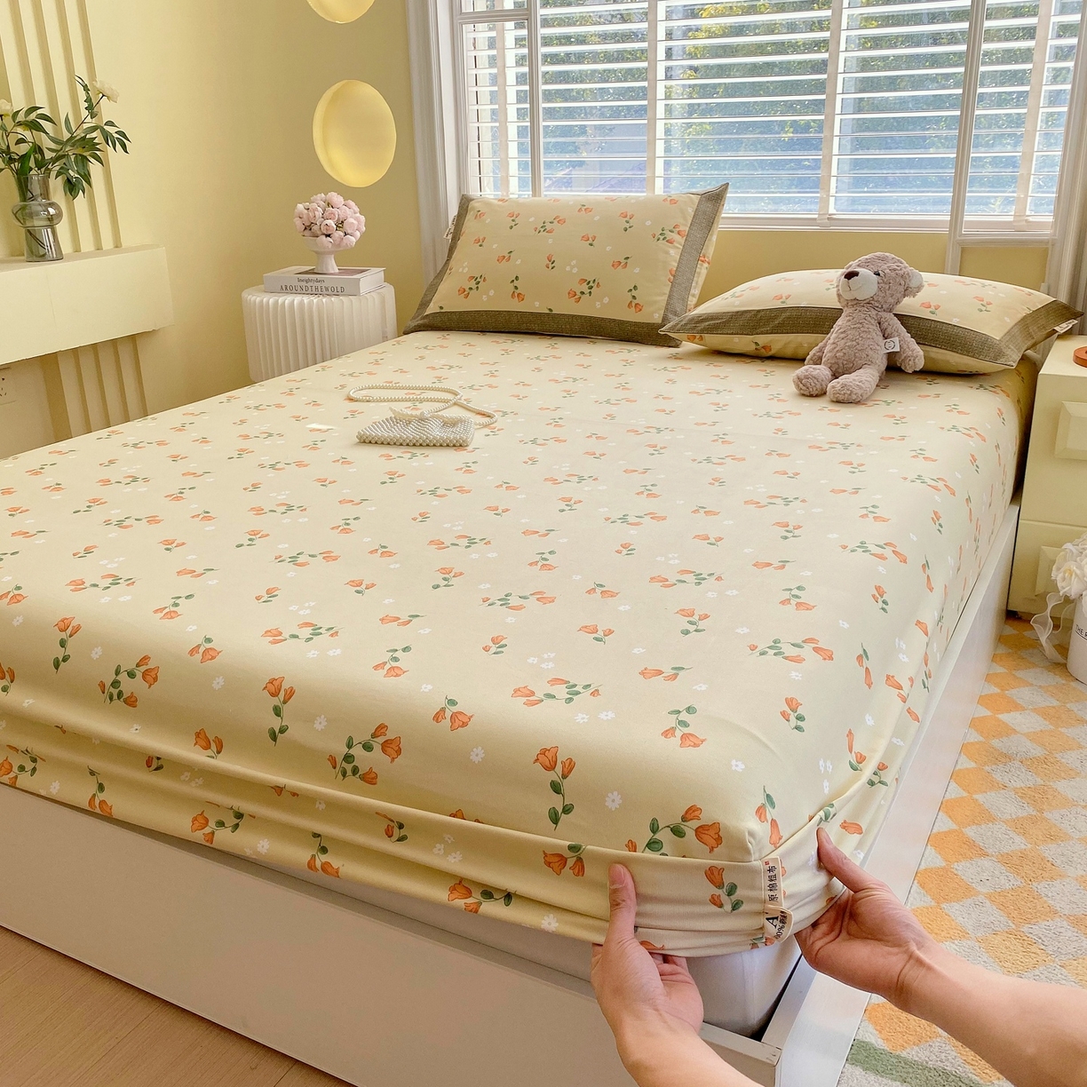 91家纺网 家纺一手货源 找家纺 春皖家纺 2026新款全棉老粗布席子凉席工艺款单床笠床笠单件 夏日炽