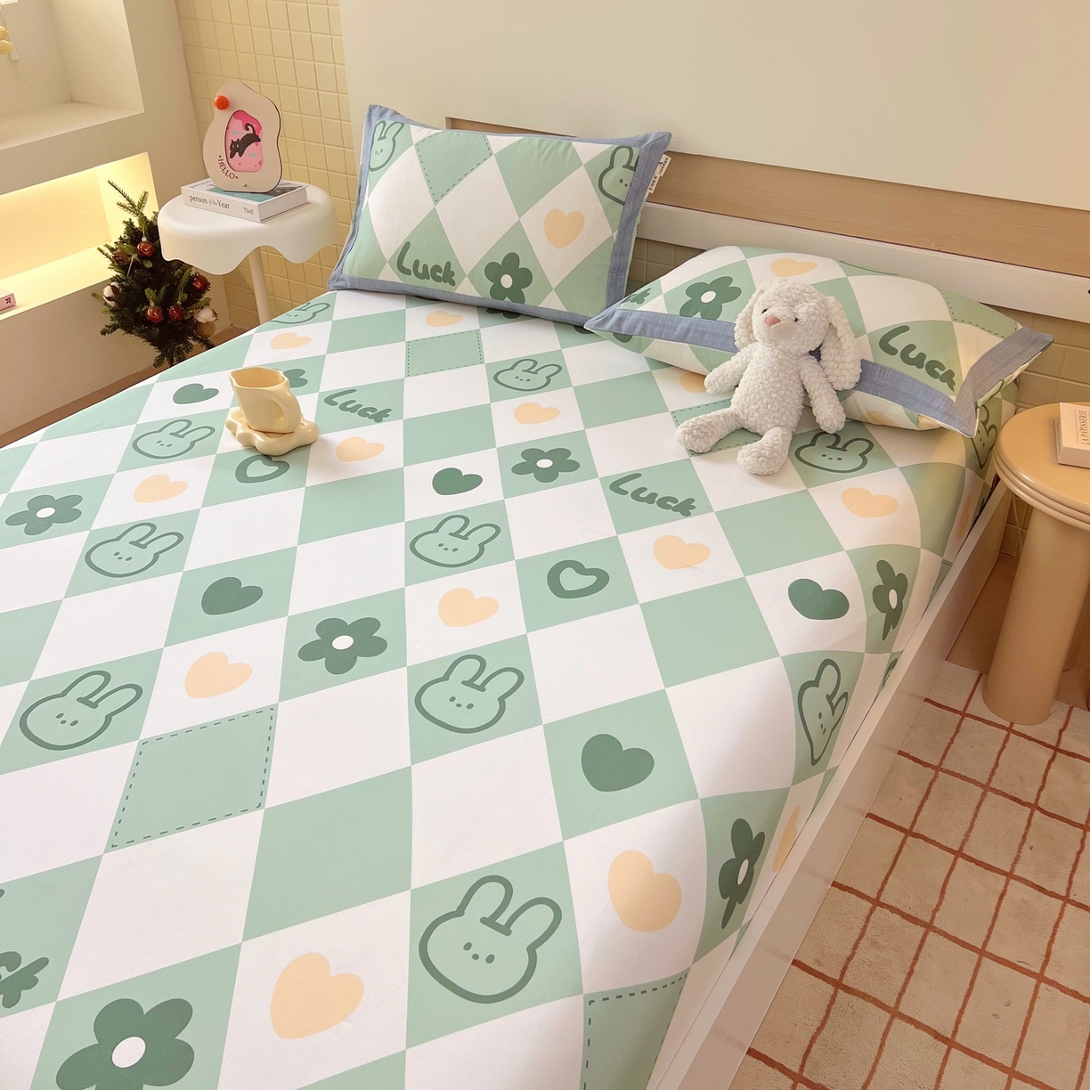 91家纺网 家纺一手货源 找家纺 春皖家纺 2026新款全棉老粗布席子凉席工艺款单床笠床笠单件 幸运