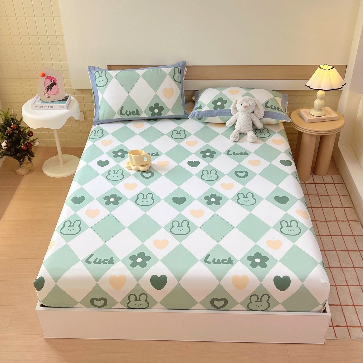 91家纺网 家纺一手货源 找家纺 春皖家纺 2026新款全棉老粗布席子凉席工艺款单床笠床笠单件 幸运