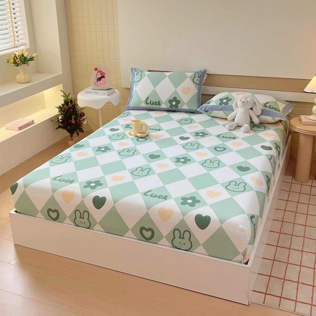 91家纺网 家纺一手货源 找家纺 春皖家纺 2026新款全棉老粗布席子凉席工艺款单床笠床笠单件 幸运