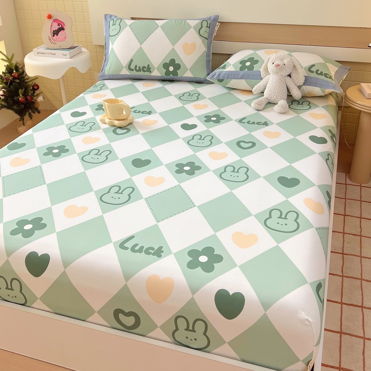 91家纺网 家纺一手货源 找家纺 春皖家纺 2026新款全棉老粗布席子凉席工艺款单床笠床笠单件 幸运