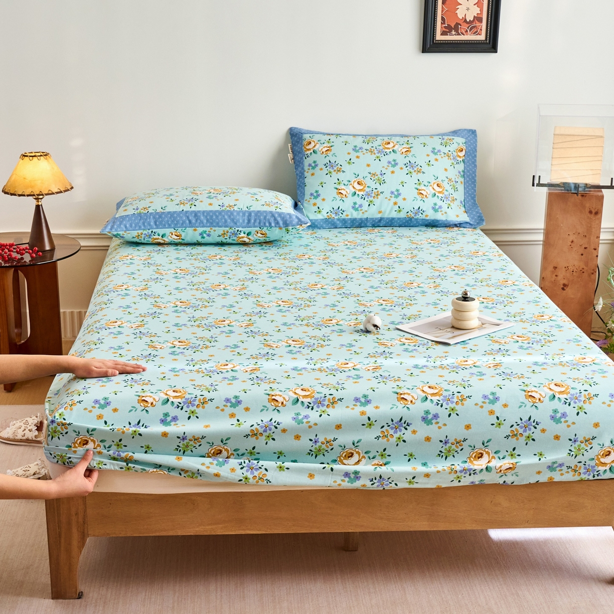 春皖家纺 2026新款全棉老粗布席子凉席工艺款单床笠床笠单件 绚烂