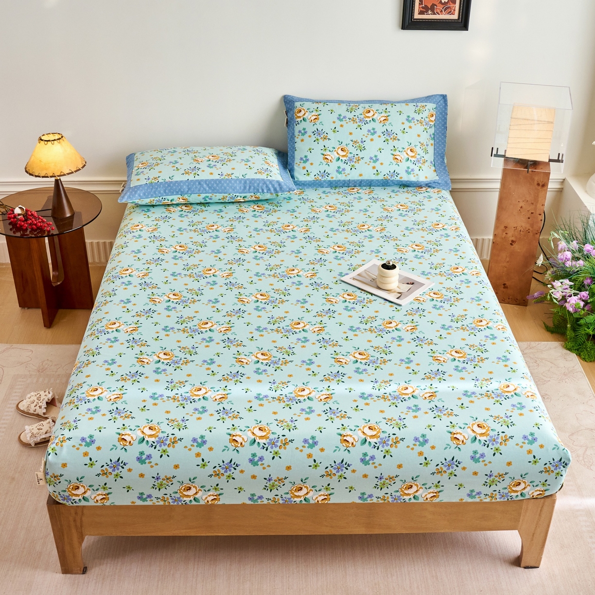 91家纺网 家纺一手货源 找家纺 春皖家纺 2026新款全棉老粗布席子凉席工艺款单床笠床笠单件 绚烂