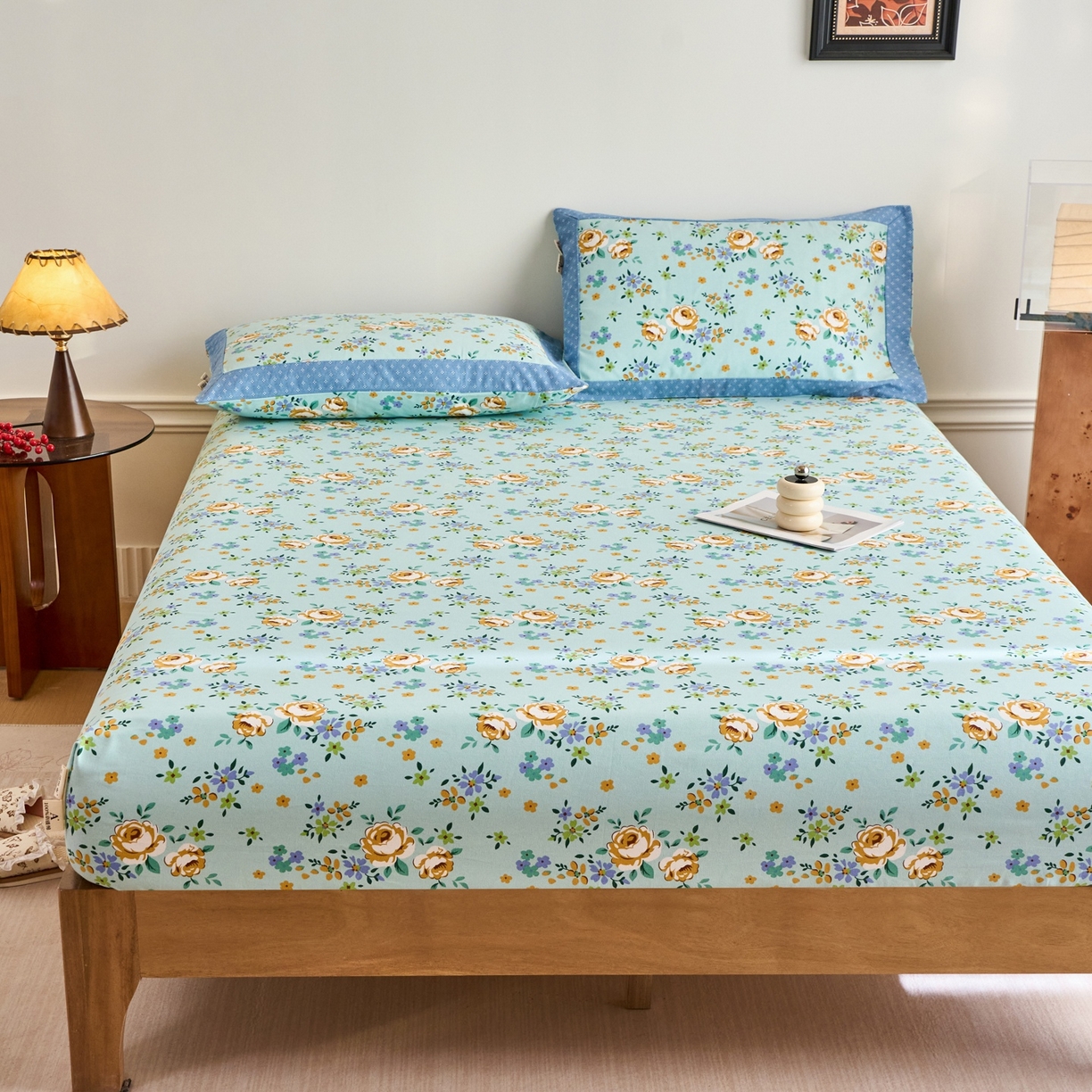 91家纺网 家纺一手货源 找家纺 春皖家纺 2026新款全棉老粗布席子凉席工艺款单床笠床笠单件 绚烂