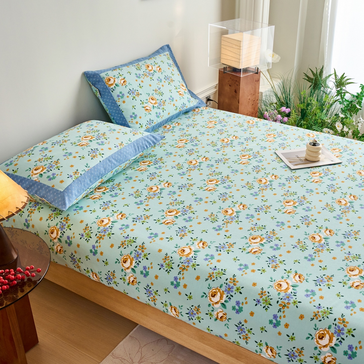 91家纺网 家纺一手货源 找家纺 春皖家纺 2026新款全棉老粗布席子凉席工艺款单床笠床笠单件 绚烂