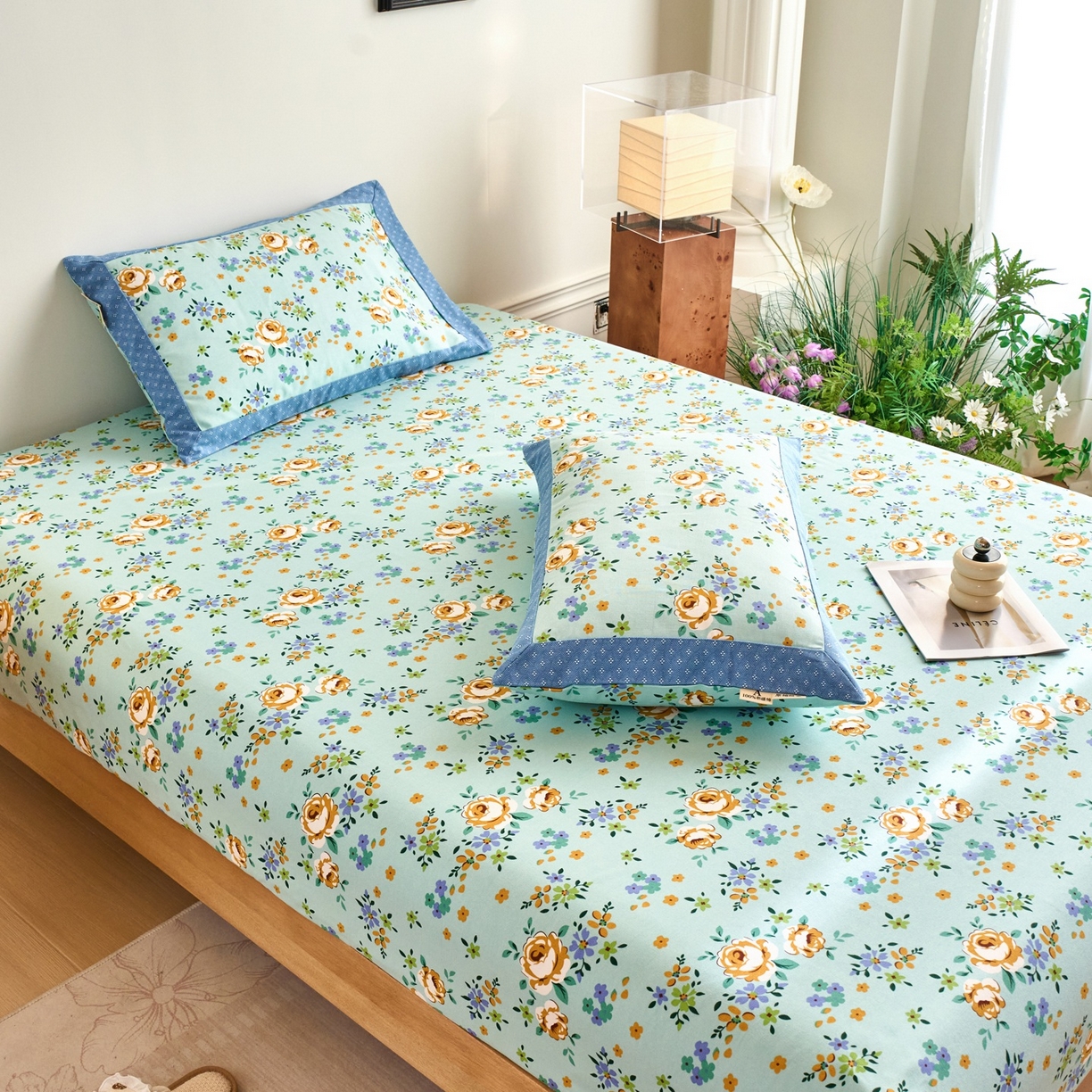 91家纺网 家纺一手货源 找家纺 春皖家纺 2026新款全棉老粗布席子凉席工艺款单床笠床笠单件 绚烂