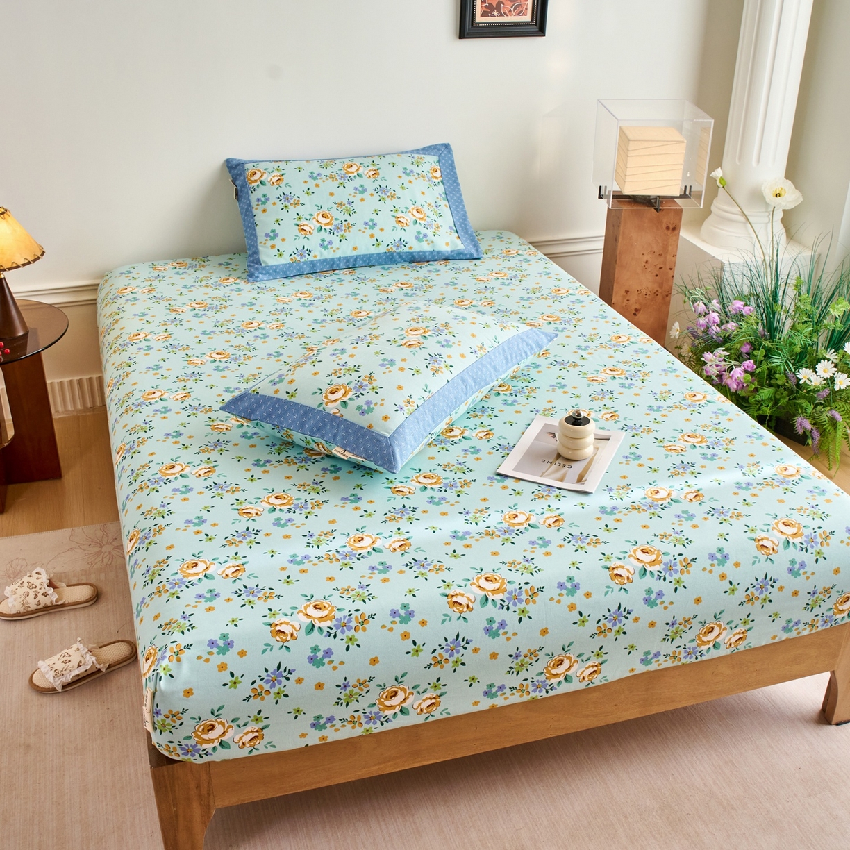 91家纺网 家纺一手货源 找家纺 春皖家纺 2026新款全棉老粗布席子凉席工艺款单床笠床笠单件 绚烂