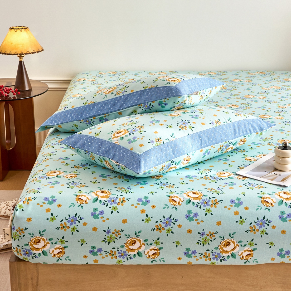 91家纺网 家纺一手货源 找家纺 春皖家纺 2026新款全棉老粗布席子凉席工艺款单床笠床笠单件 绚烂