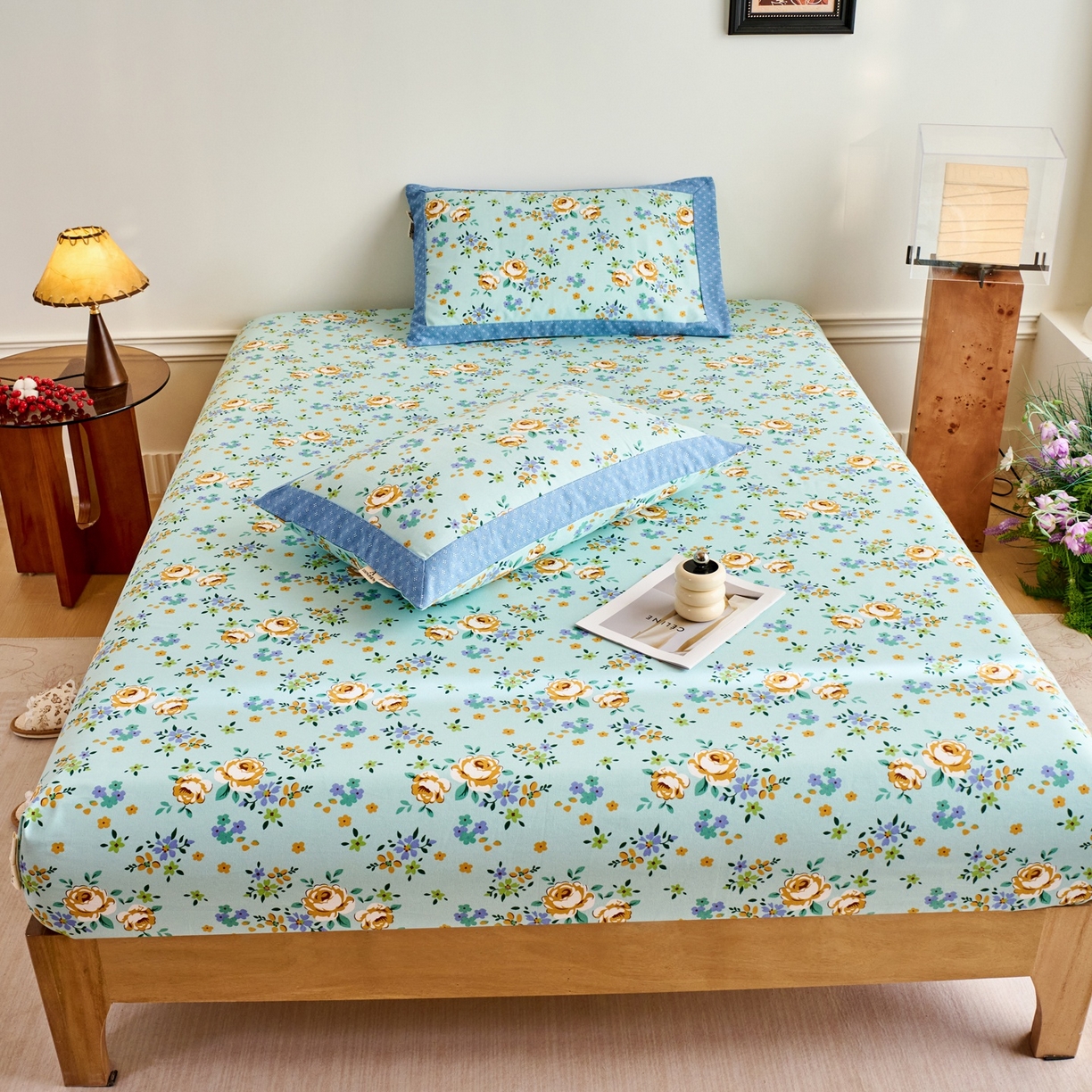 91家纺网 家纺一手货源 找家纺 春皖家纺 2026新款全棉老粗布席子凉席工艺款单床笠床笠单件 绚烂