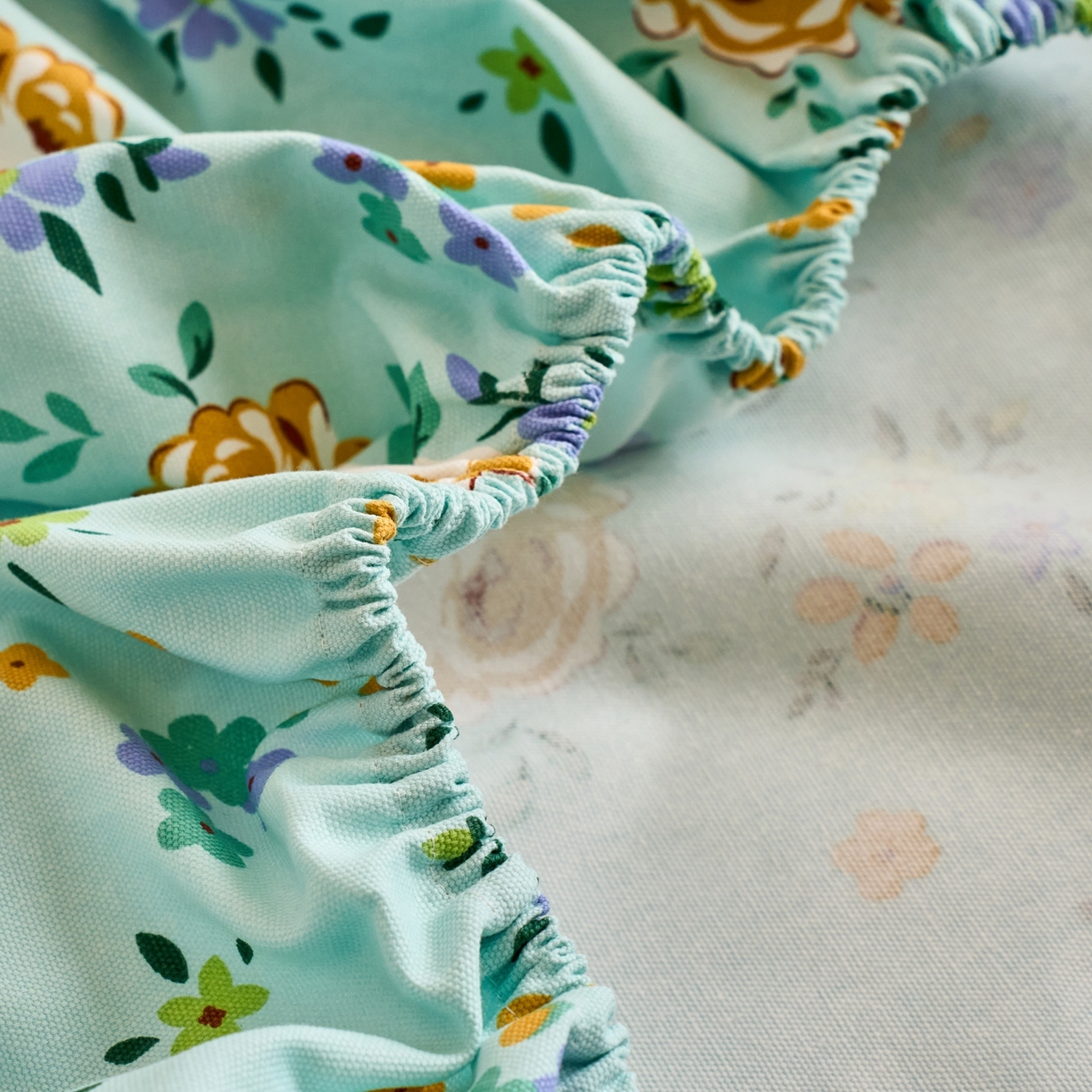 91家纺网 家纺一手货源 找家纺 春皖家纺 2026新款全棉老粗布席子凉席工艺款单床笠床笠单件 绚烂