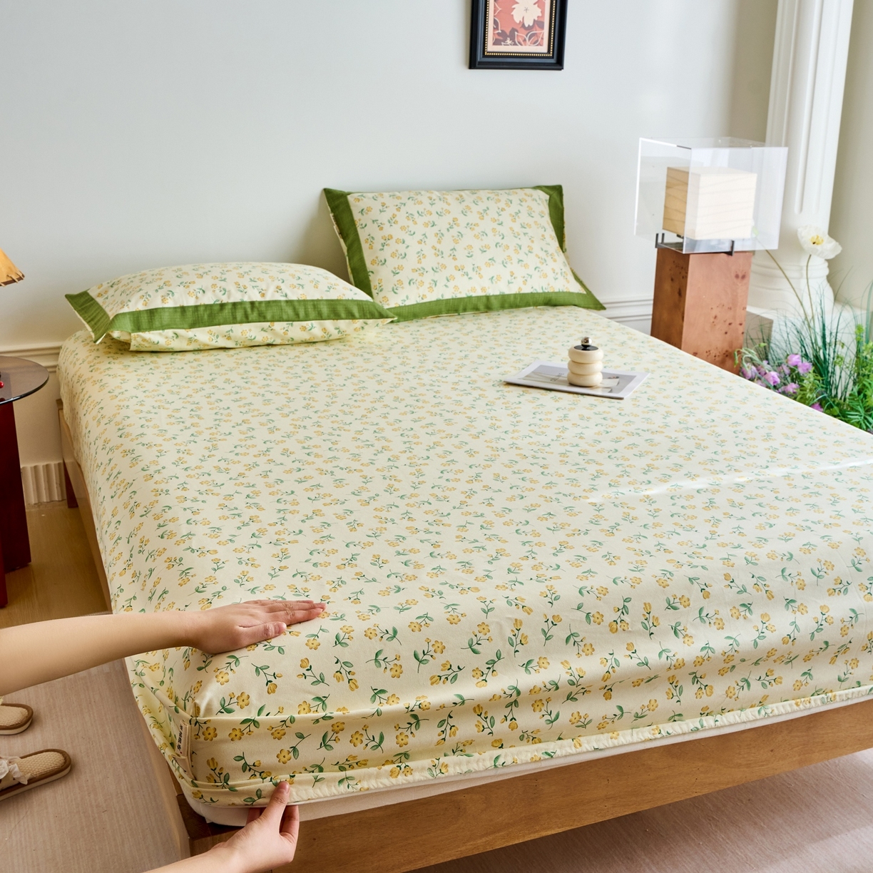 91家纺网 家纺一手货源 找家纺 春皖家纺 2026新款全棉老粗布席子凉席工艺款单床笠床笠单件 伊兰