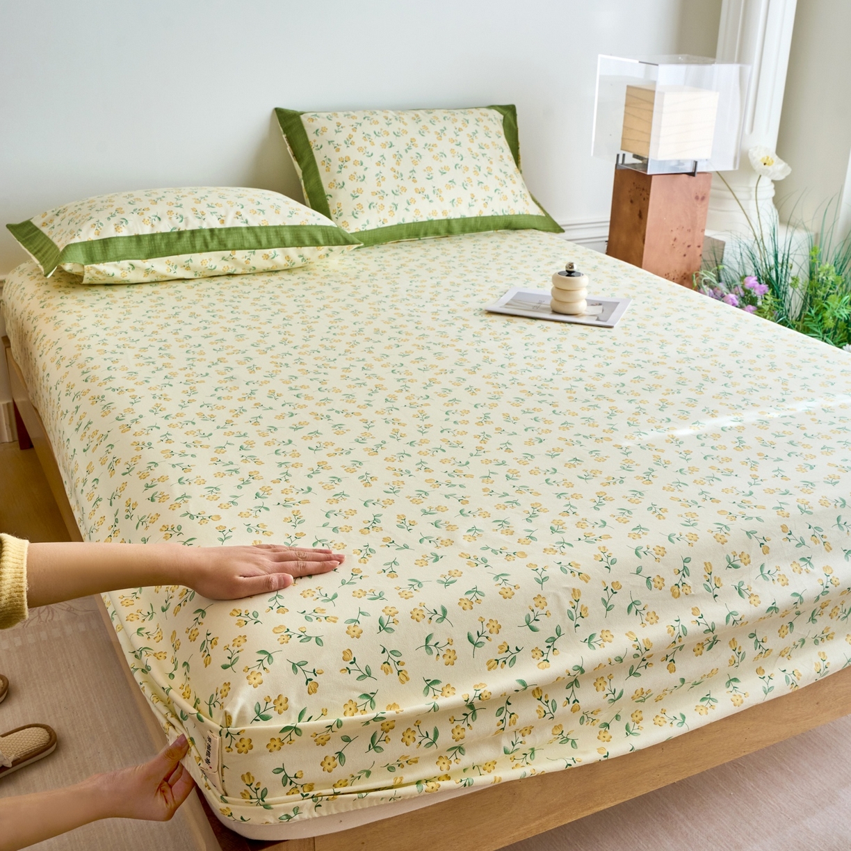 91家纺网 家纺一手货源 找家纺 春皖家纺 2026新款全棉老粗布席子凉席工艺款单床笠床笠单件 伊兰