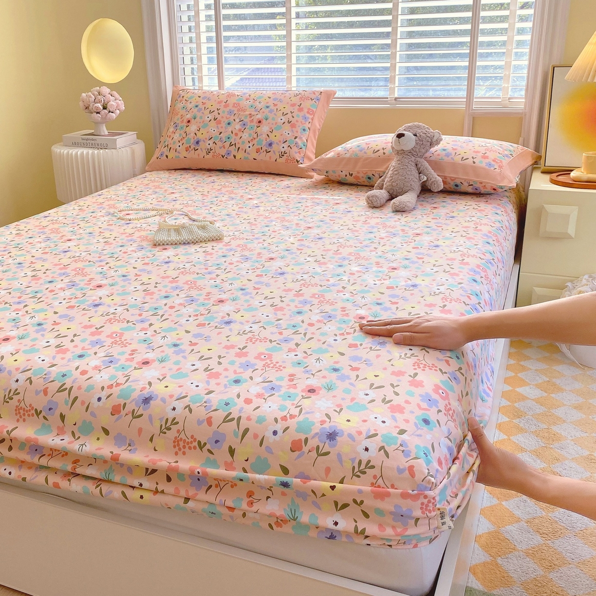 91家纺网 家纺一手货源 找家纺 春皖家纺 2026新款全棉老粗布席子凉席工艺款单床笠床笠单件 织梦