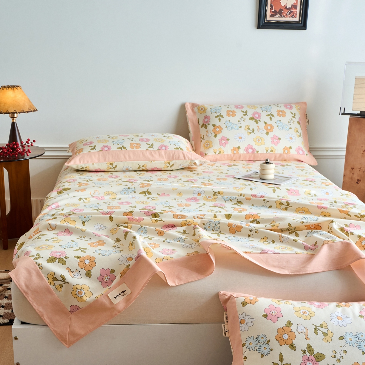 91家纺网 家纺一手货源 找家纺 春皖家纺 2026新款全棉老粗布席子凉席工艺款单床单床单单件 繁华