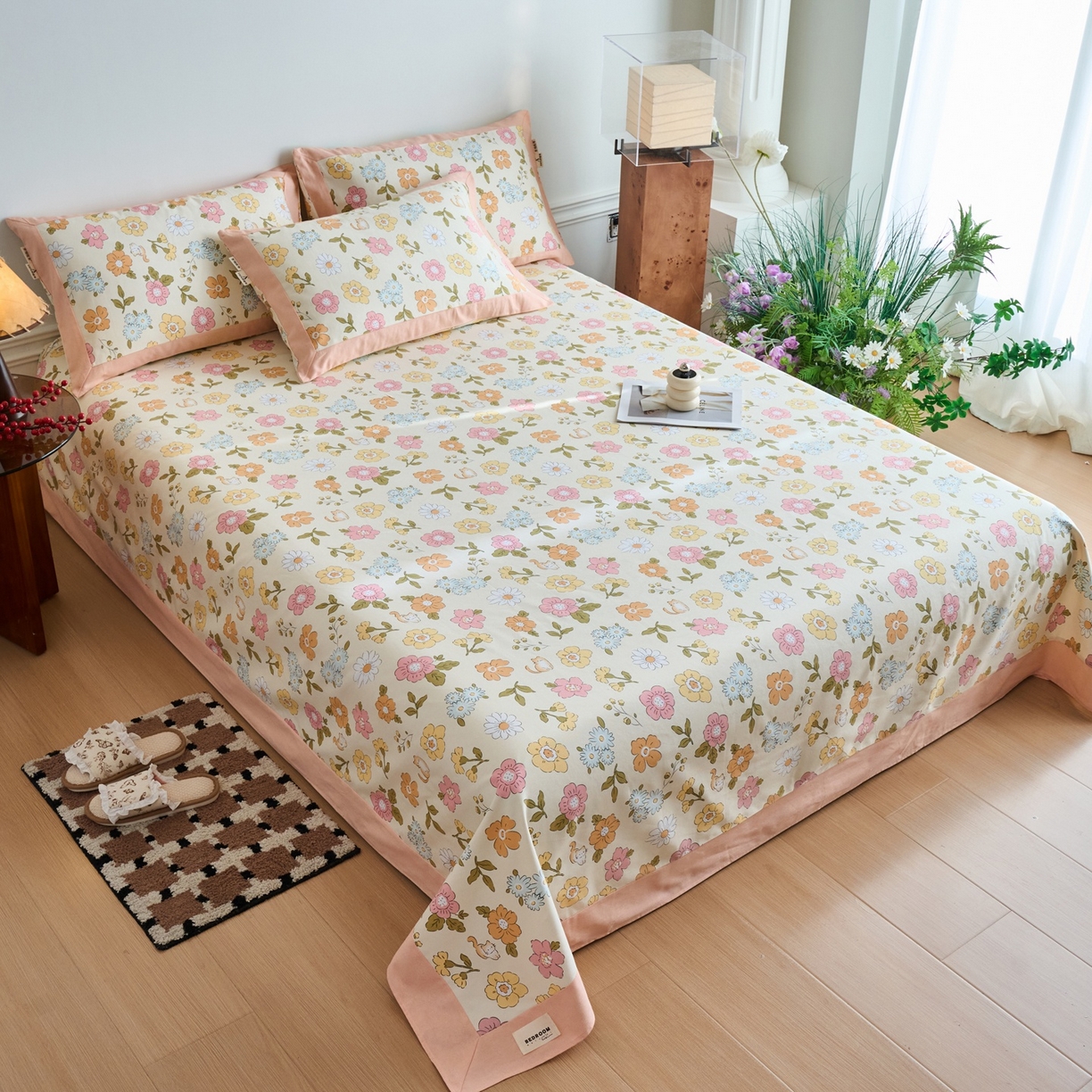 91家纺网 家纺一手货源 找家纺 春皖家纺 2026新款全棉老粗布席子凉席工艺款单床单床单单件 繁华