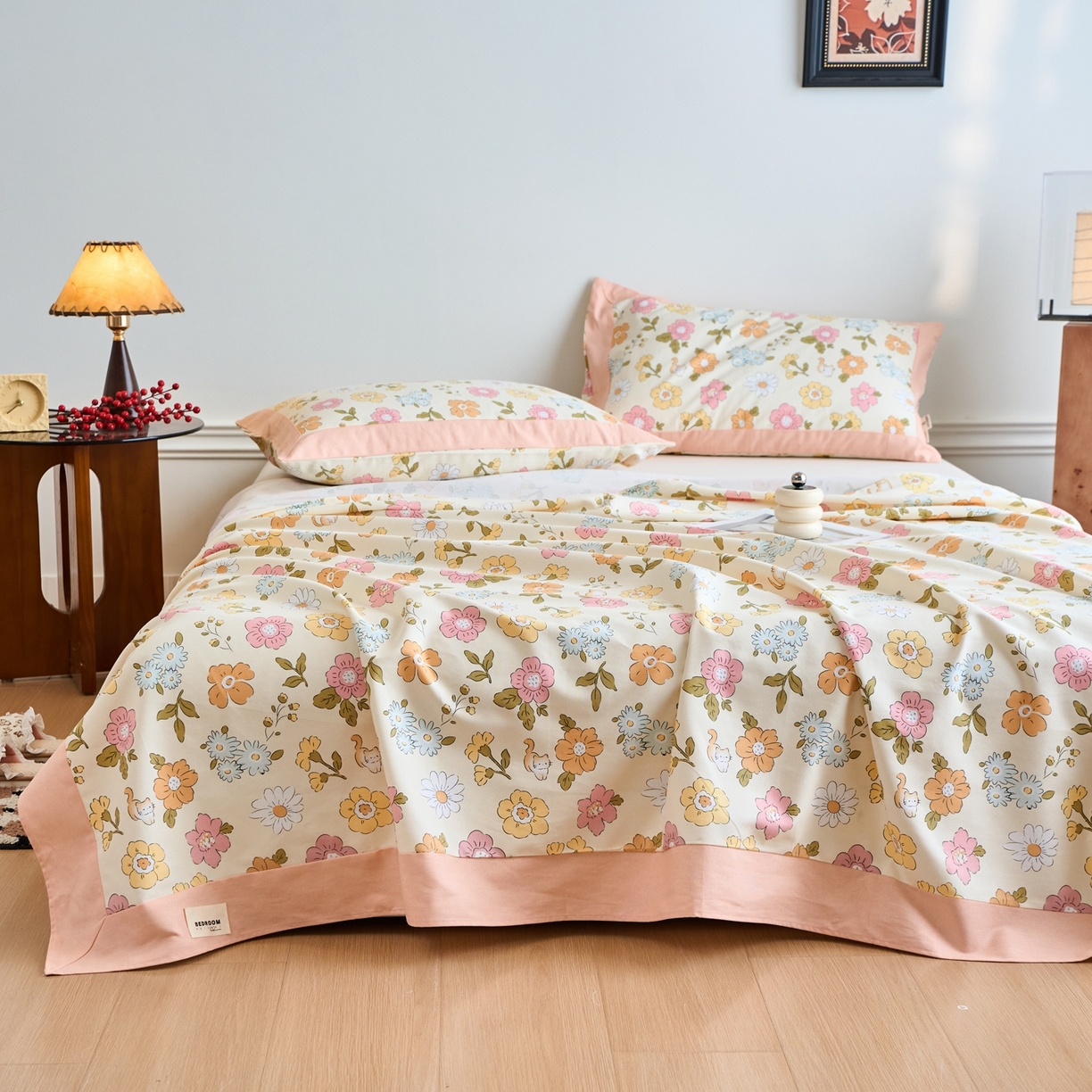 91家纺网 家纺一手货源 找家纺 春皖家纺 2026新款全棉老粗布席子凉席工艺款单床单床单单件 繁华