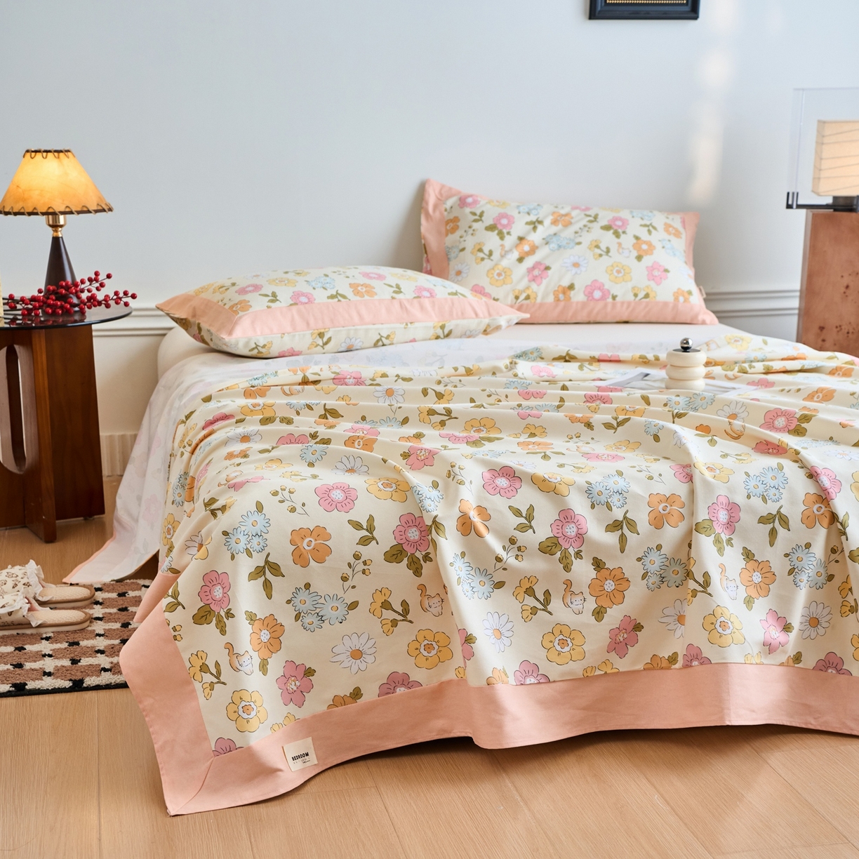 91家纺网 家纺一手货源 找家纺 春皖家纺 2026新款全棉老粗布席子凉席工艺款单床单床单单件 繁华