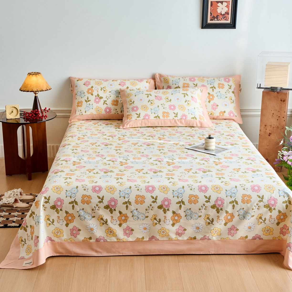 91家纺网 家纺一手货源 找家纺 春皖家纺 2026新款全棉老粗布席子凉席工艺款单床单床单单件 繁华